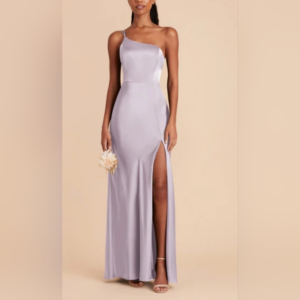 Birdy Grey One-Shoulder Dusty Lilac Shiny Satin
